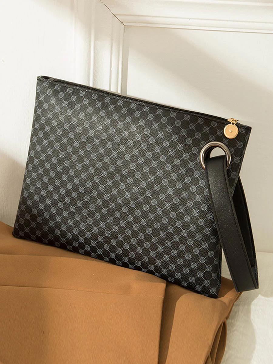 Crocodile Texture Geometric Print Zipper Handbag - Image 6
