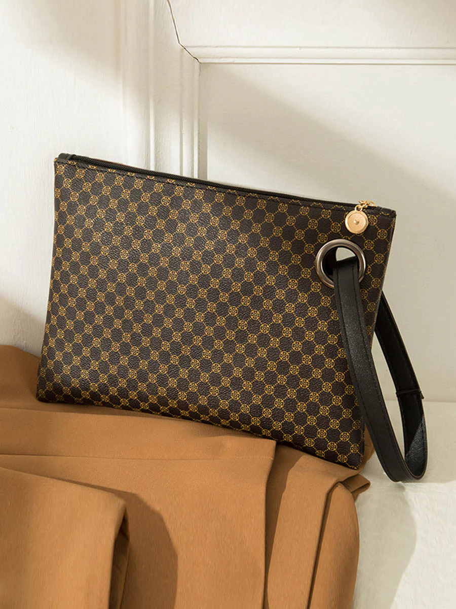 Crocodile Texture Geometric Print Zipper Handbag - Image 7