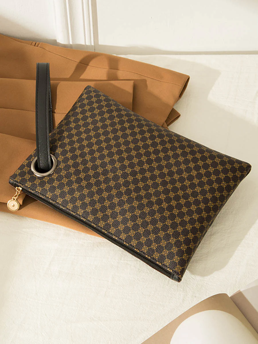 Crocodile Texture Geometric Print Zipper Handbag - Image 8