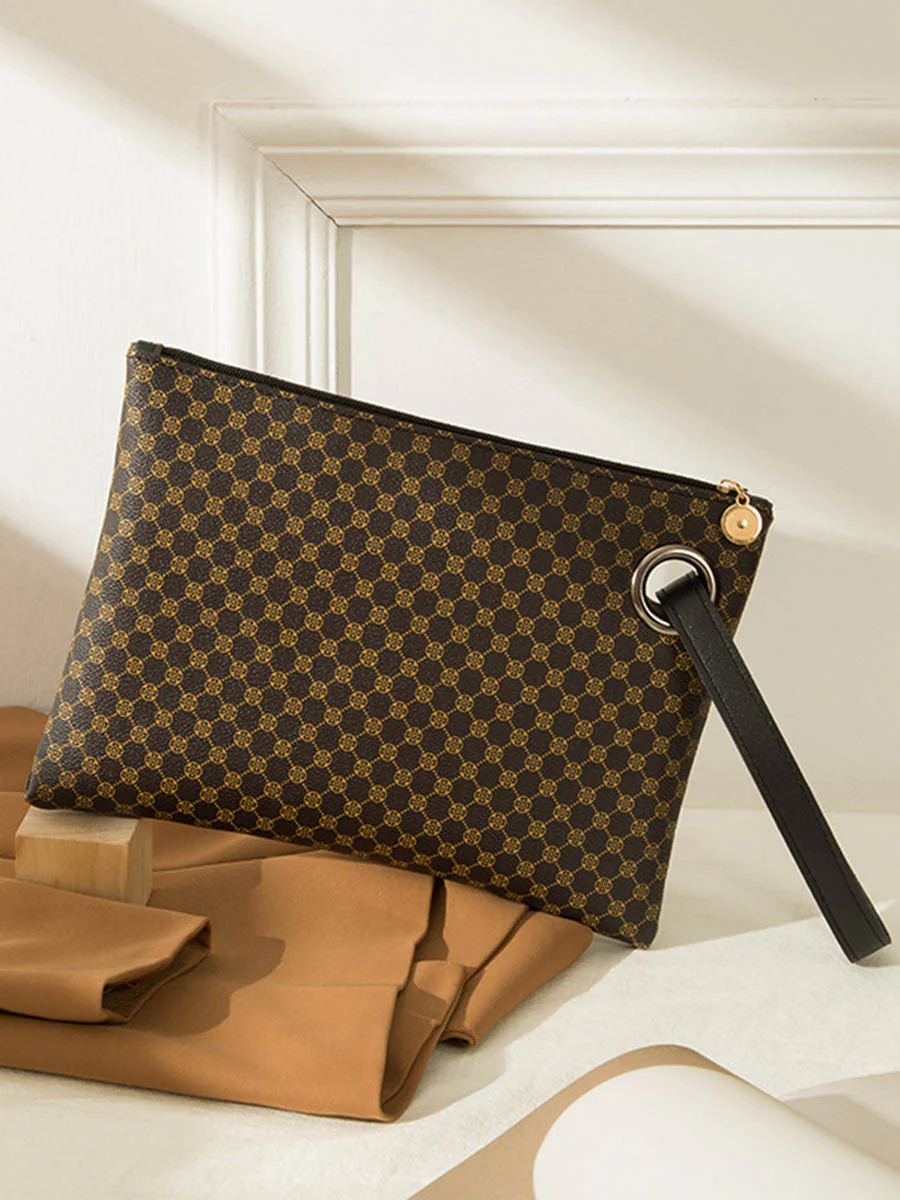 Crocodile Texture Geometric Print Zipper Handbag - Image 9