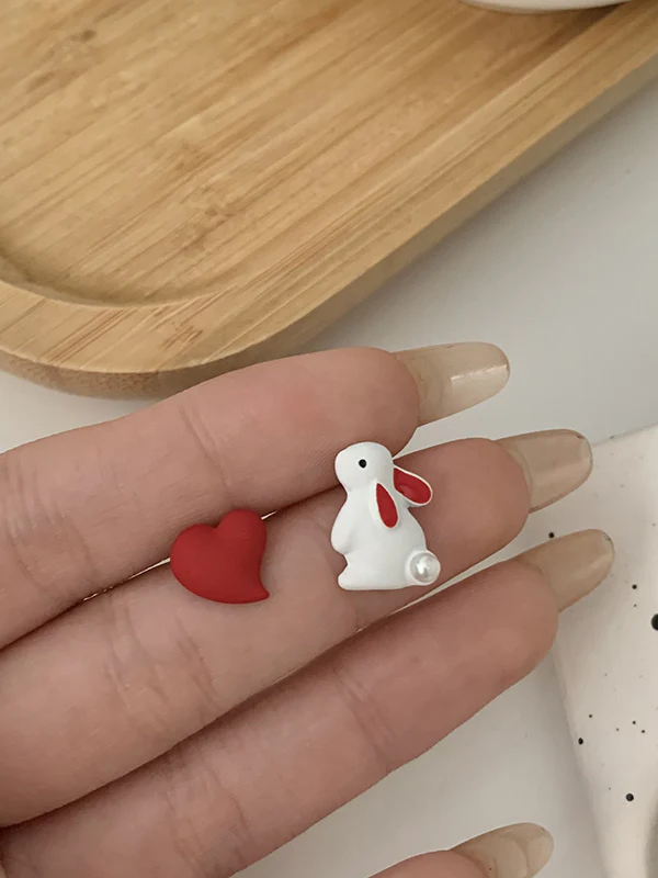 Cute Love Rabbit Shape Asymmetric Earrings - Image 6