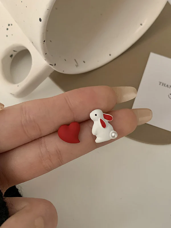 Cute Love Rabbit Shape Asymmetric Earrings - Image 7