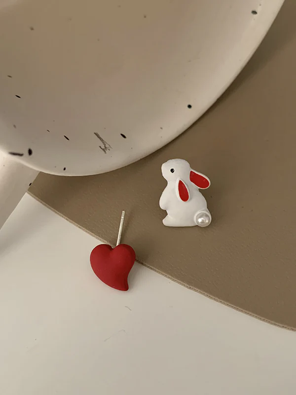 Cute Love Rabbit Shape Asymmetric Earrings - Image 8
