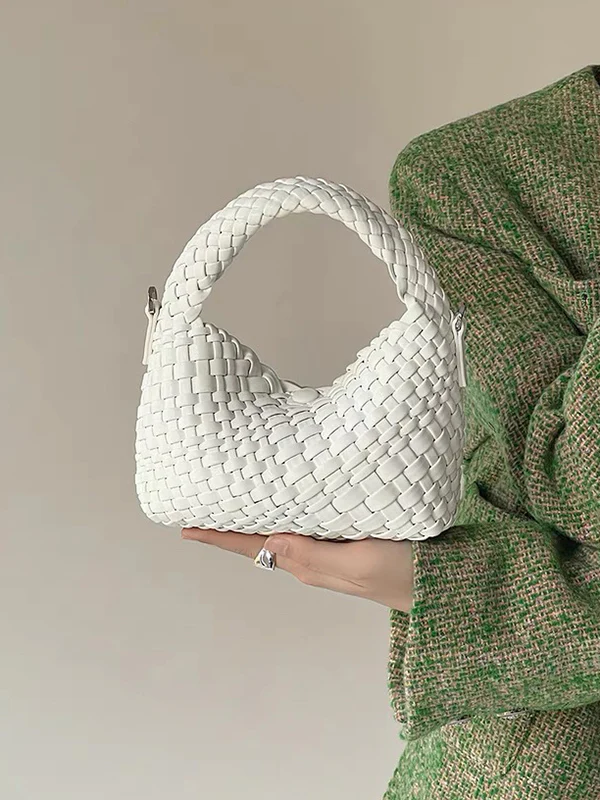 Cute Solid Color Woven Bags Handbags - Image 2
