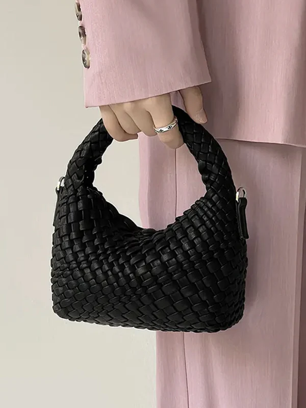 Cute Solid Color Woven Bags Handbags - Image 3
