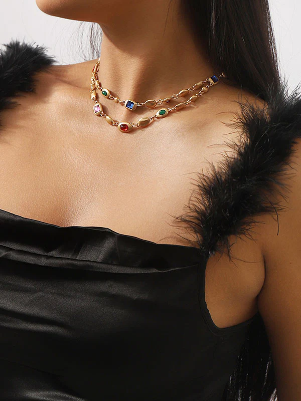 Double Layered Geometric Necklaces Accessories - Image 2