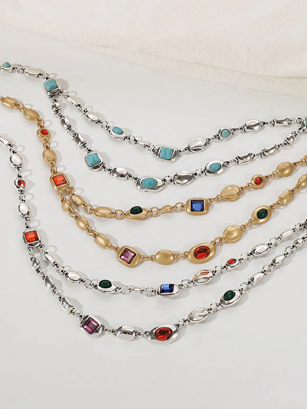 Double Layered Geometric Necklaces Accessories - Image 3