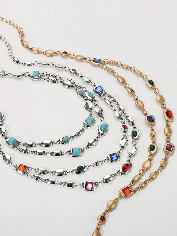 Double Layered Geometric Necklaces Accessories - Image 4