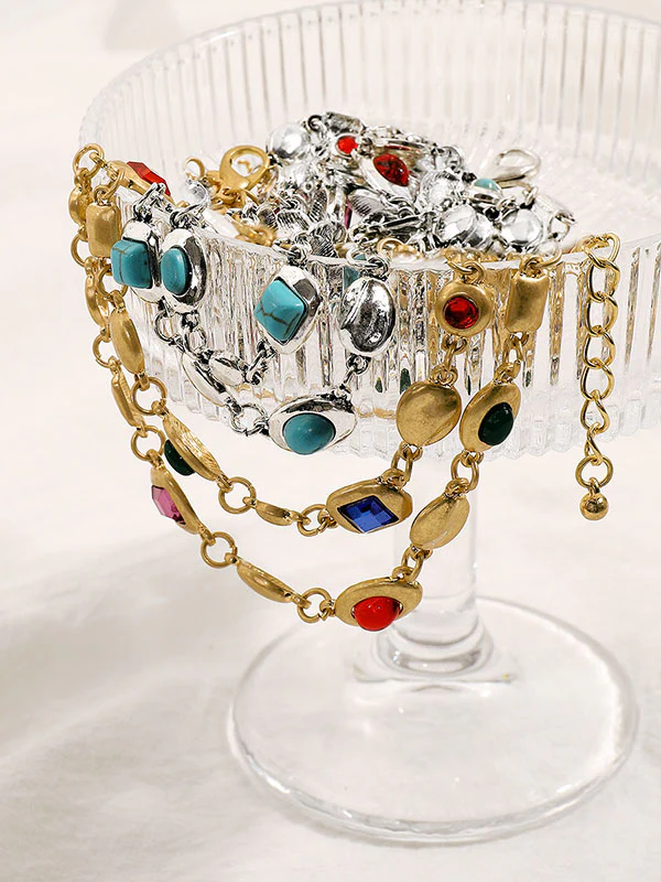 Double Layered Geometric Necklaces Accessories - Image 5