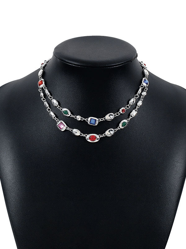 Double Layered Geometric Necklaces Accessories - Image 6