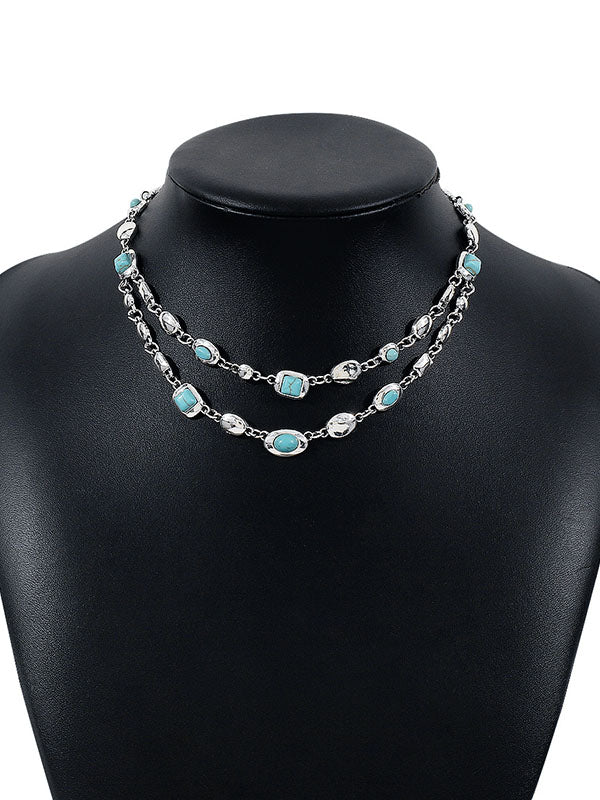Double Layered Geometric Necklaces Accessories - Image 7