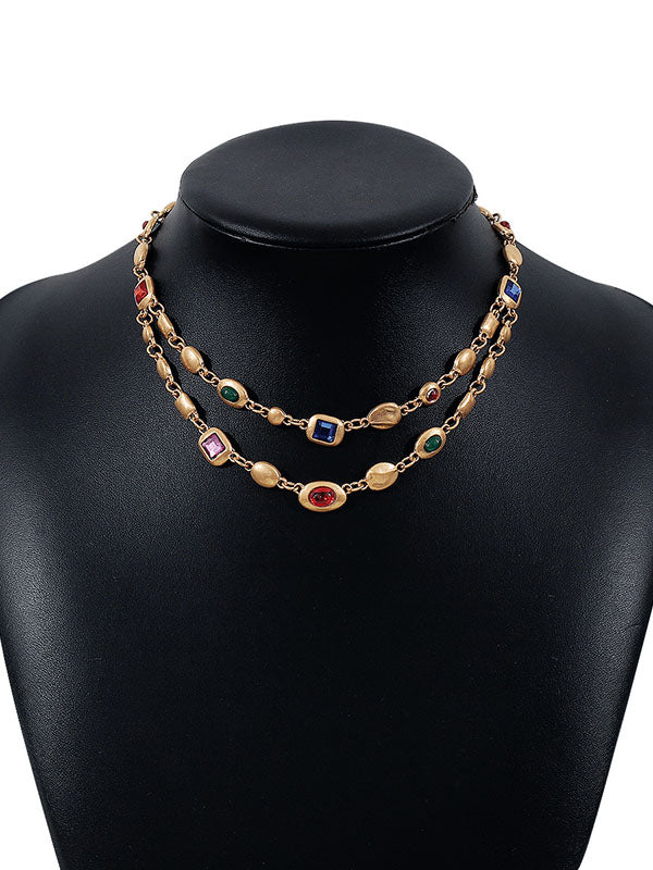 Double Layered Geometric Necklaces Accessories - Image 8