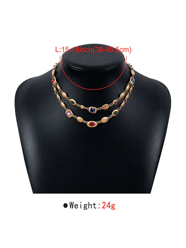 Double Layered Geometric Necklaces Accessories - Image 9