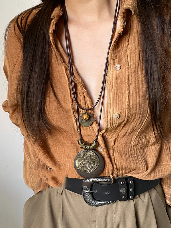 Double Layered Geometric Necklaces Accessories - Image 3