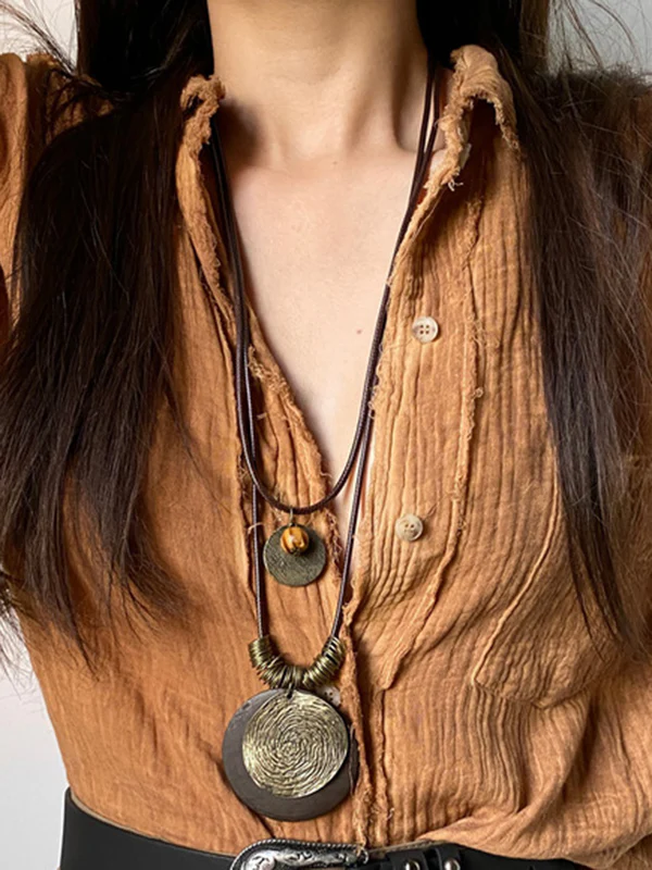 Double Layered Geometric Necklaces Accessories - Image 5