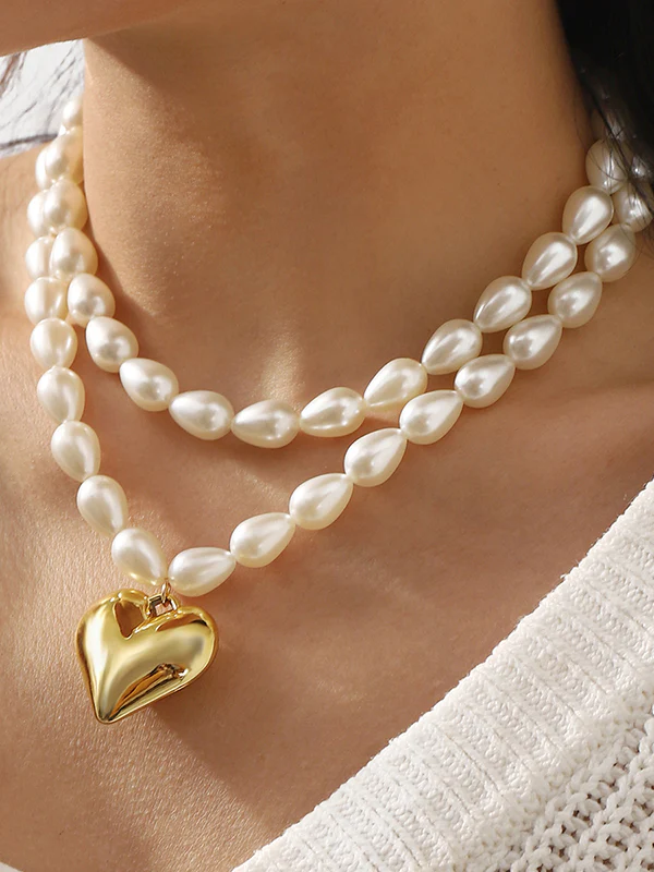 Double Layered Heart Shape Necklaces Accessories - Image 2