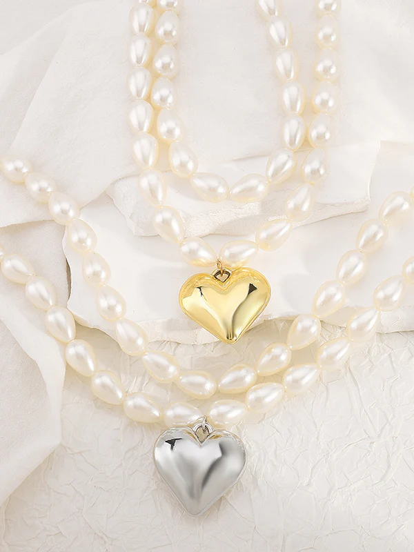 Double Layered Heart Shape Necklaces Accessories - Image 3