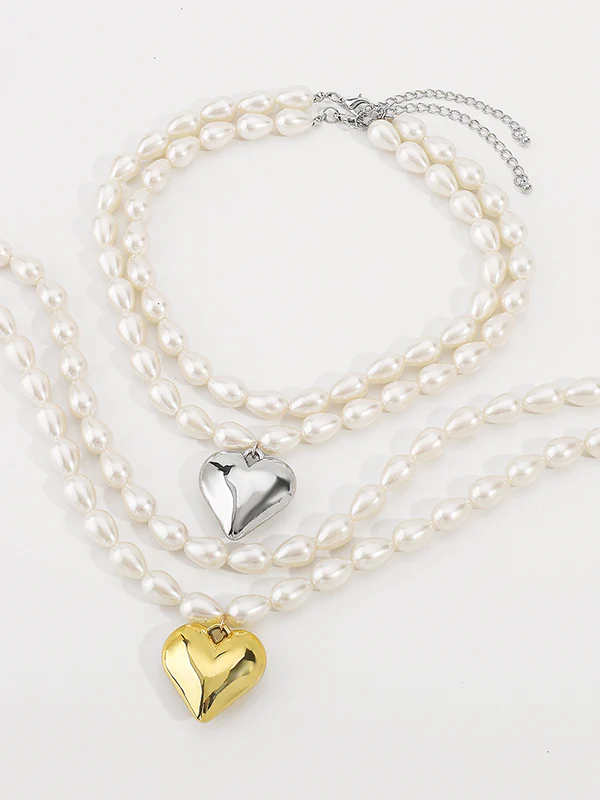 Double Layered Heart Shape Necklaces Accessories - Image 4