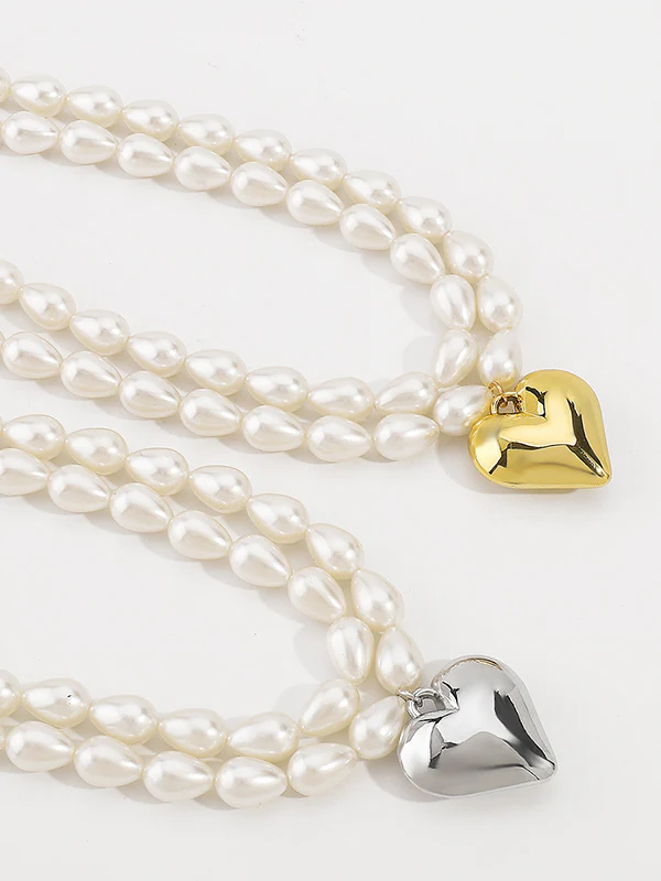 Double Layered Heart Shape Necklaces Accessories - Image 5