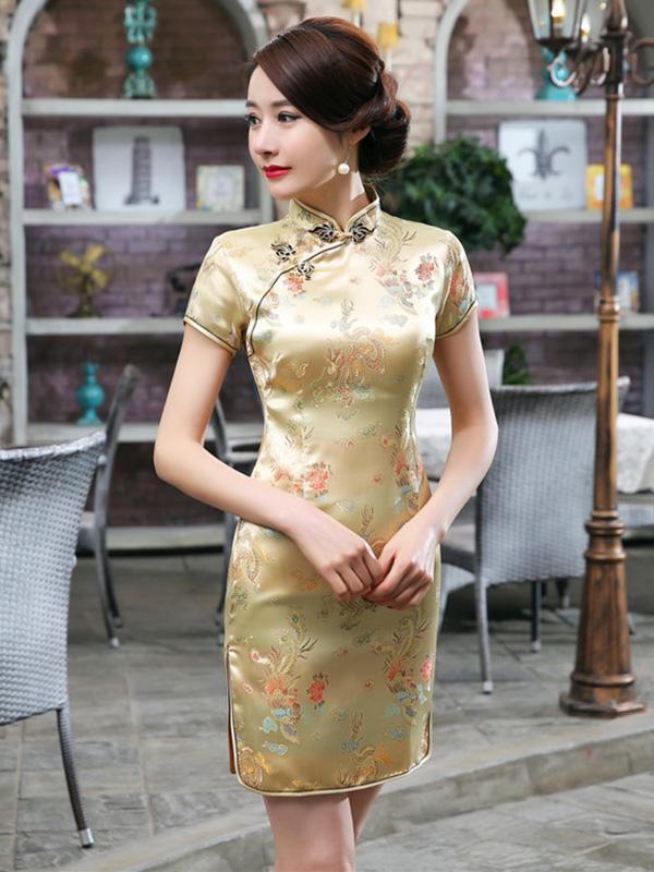 Dragon Phoenix Printed Short Cheongsams - Image 2