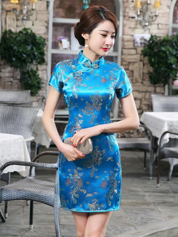 Dragon Phoenix Printed Short Cheongsams - Image 4