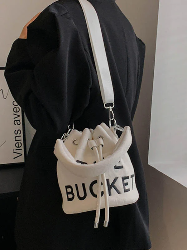 Drawstring Letter Print Crossbody Bags Handbags - Image 3