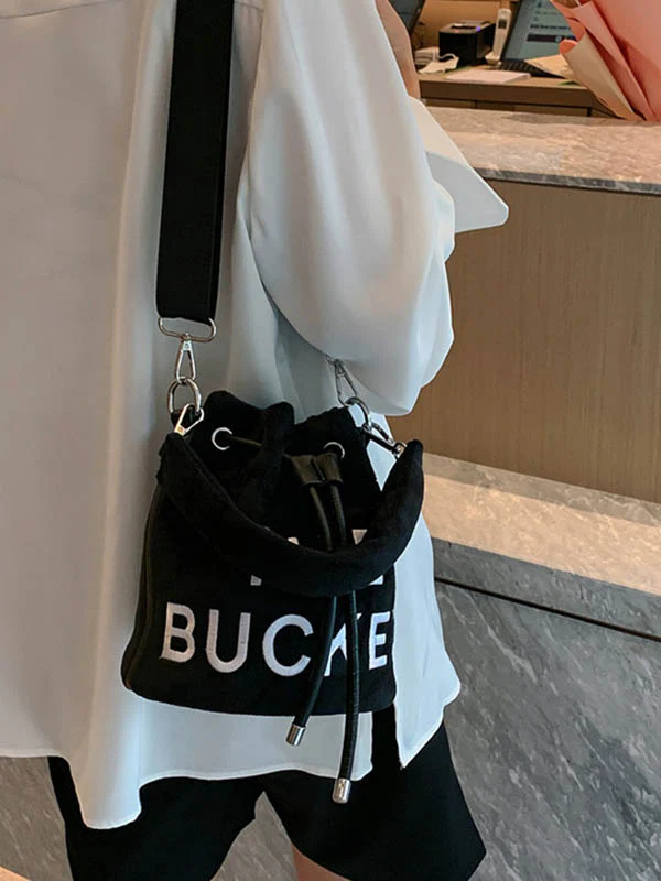 Drawstring Letter Print Crossbody Bags Handbags - Image 4