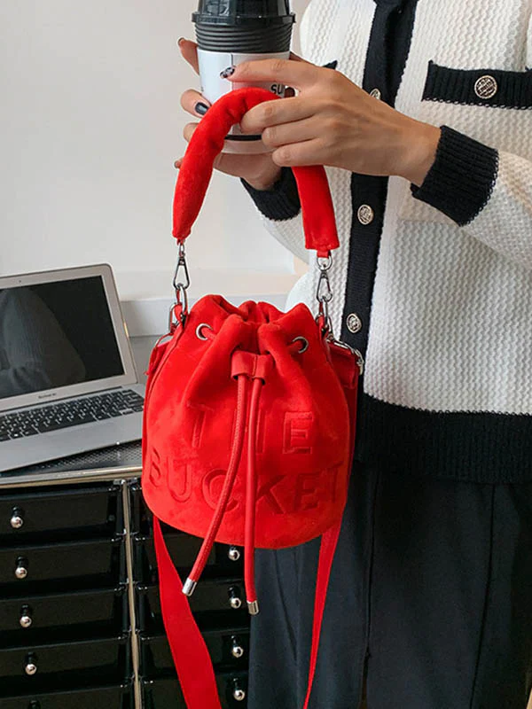 Drawstring Letter Print Crossbody Bags Handbags - Image 5