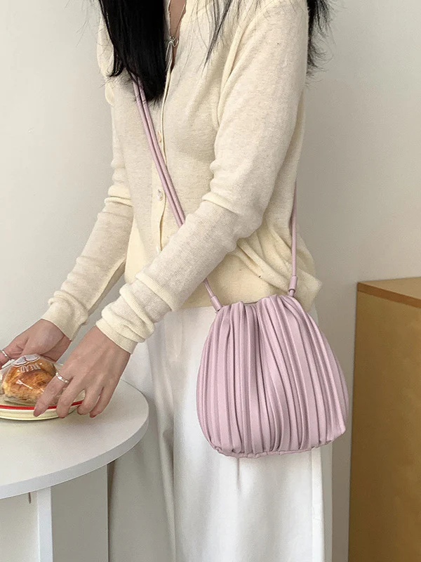 Drawstring Pleated Split-Joint Crossbody Bags - Image 10