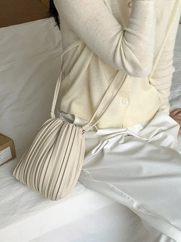 Drawstring Pleated Split-Joint Crossbody Bags - Image 12