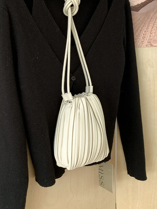 Drawstring Pleated Split-Joint Crossbody Bags - Image 13