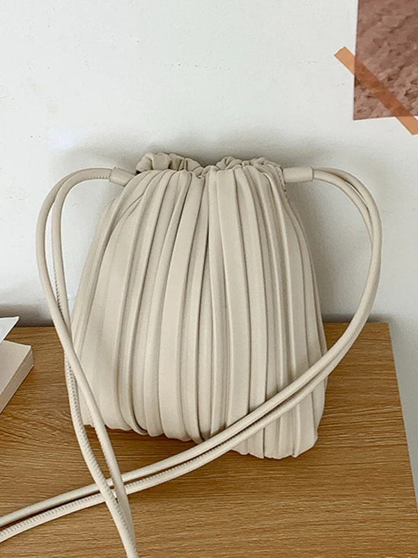 Drawstring Pleated Split-Joint Crossbody Bags - Image 14