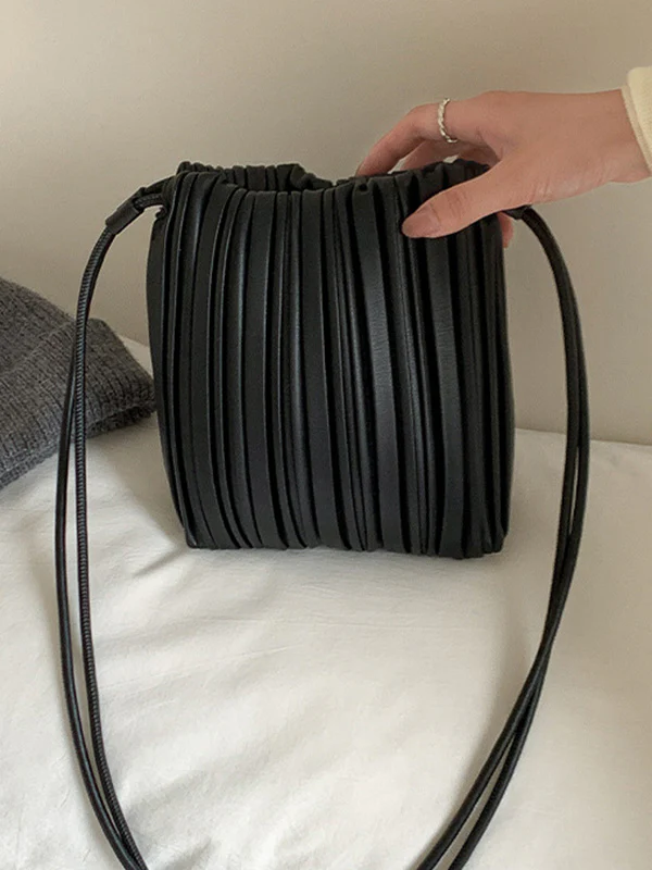 Drawstring Pleated Split-Joint Crossbody Bags - Image 15