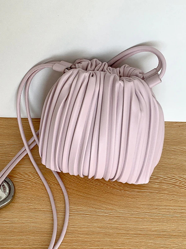 Drawstring Pleated Split-Joint Crossbody Bags - Image 16