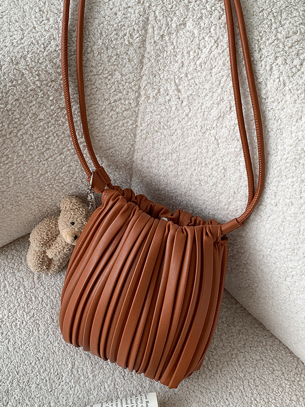 Drawstring Pleated Split-Joint Crossbody Bags - Image 19