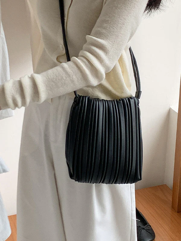Drawstring Pleated Split-Joint Crossbody Bags - Image 2