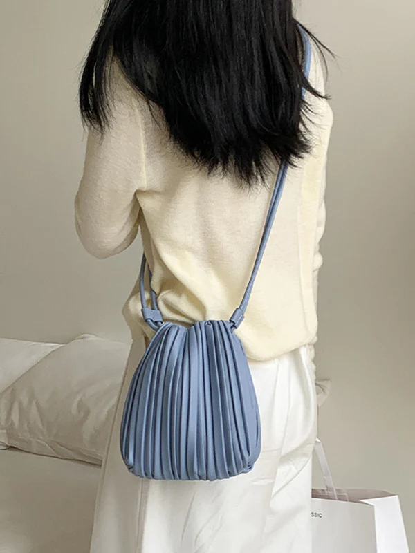 Drawstring Pleated Split-Joint Crossbody Bags - Image 9