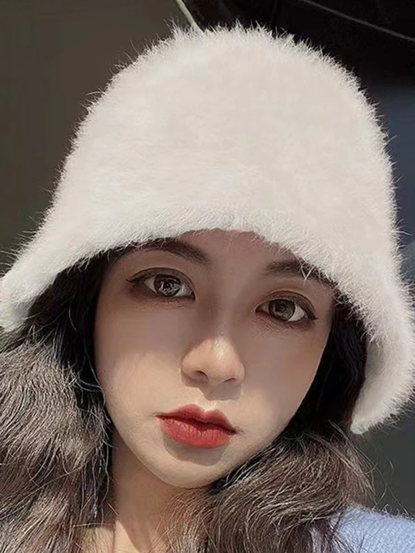Drawstring Solid Color Split-Joint Bucket Hat Hat - Image 3