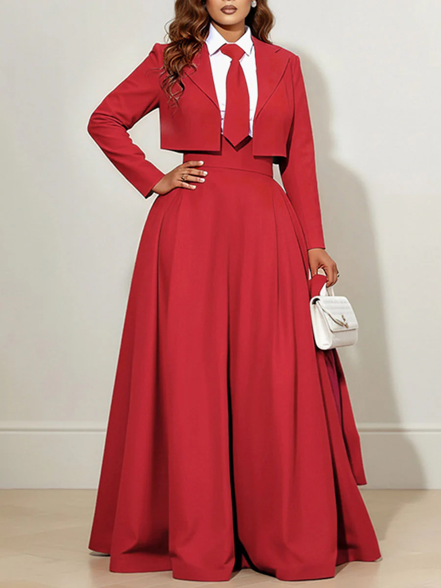 Elasticated Waist High Waisted Big Hemline Pleated Pockets Solid Color Zipper Wide Leg Pants - Image 4