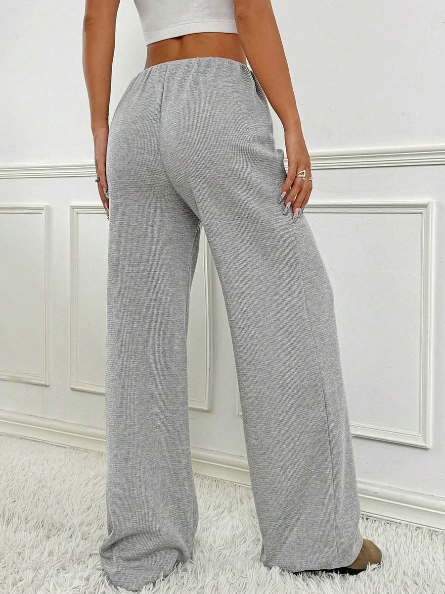 Elasticated Waist High Waisted Contrast Color Drawstring Split-Joint Striped Pants - Image 8