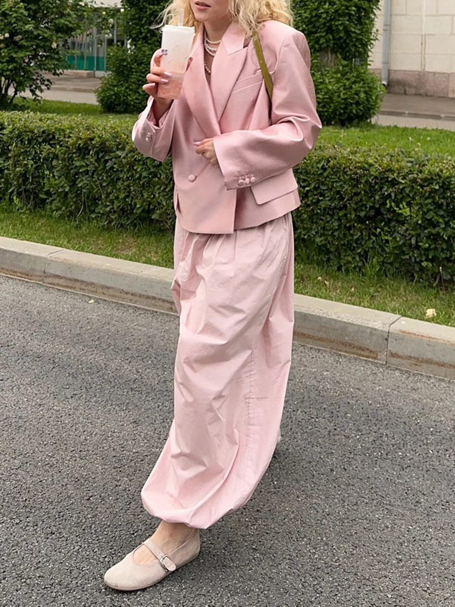 Elasticated Waist High Waisted Drawstring Pleated Solid Color Ankle-Tied Pants - Image 18