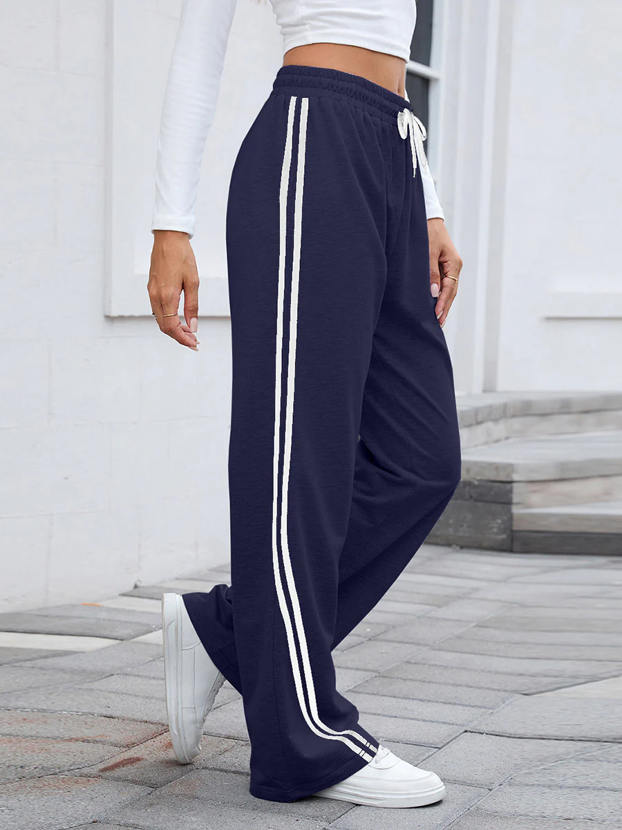 Elasticated Waist High Waisted Drawstring Split-Joint Pants Trousers - Image 15