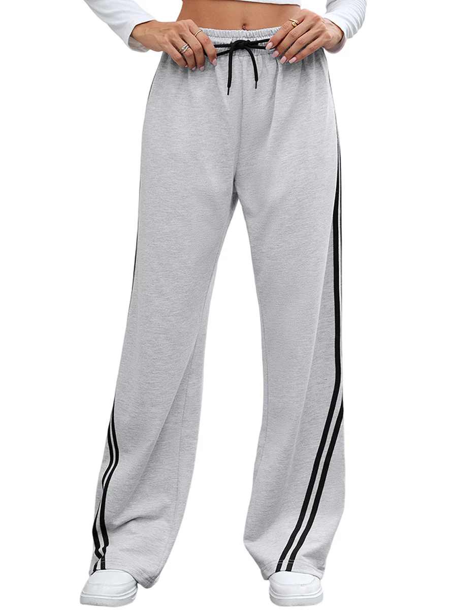 Elasticated Waist High Waisted Drawstring Split-Joint Pants Trousers - Image 16