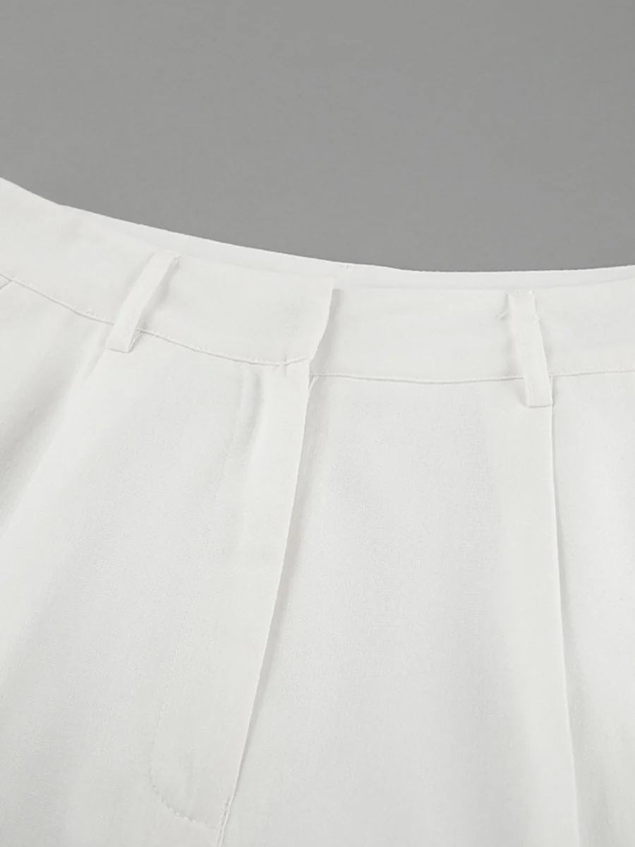 Elasticated Waist High Waisted Pleated Solid Color Split-Joint Pants - Image 11