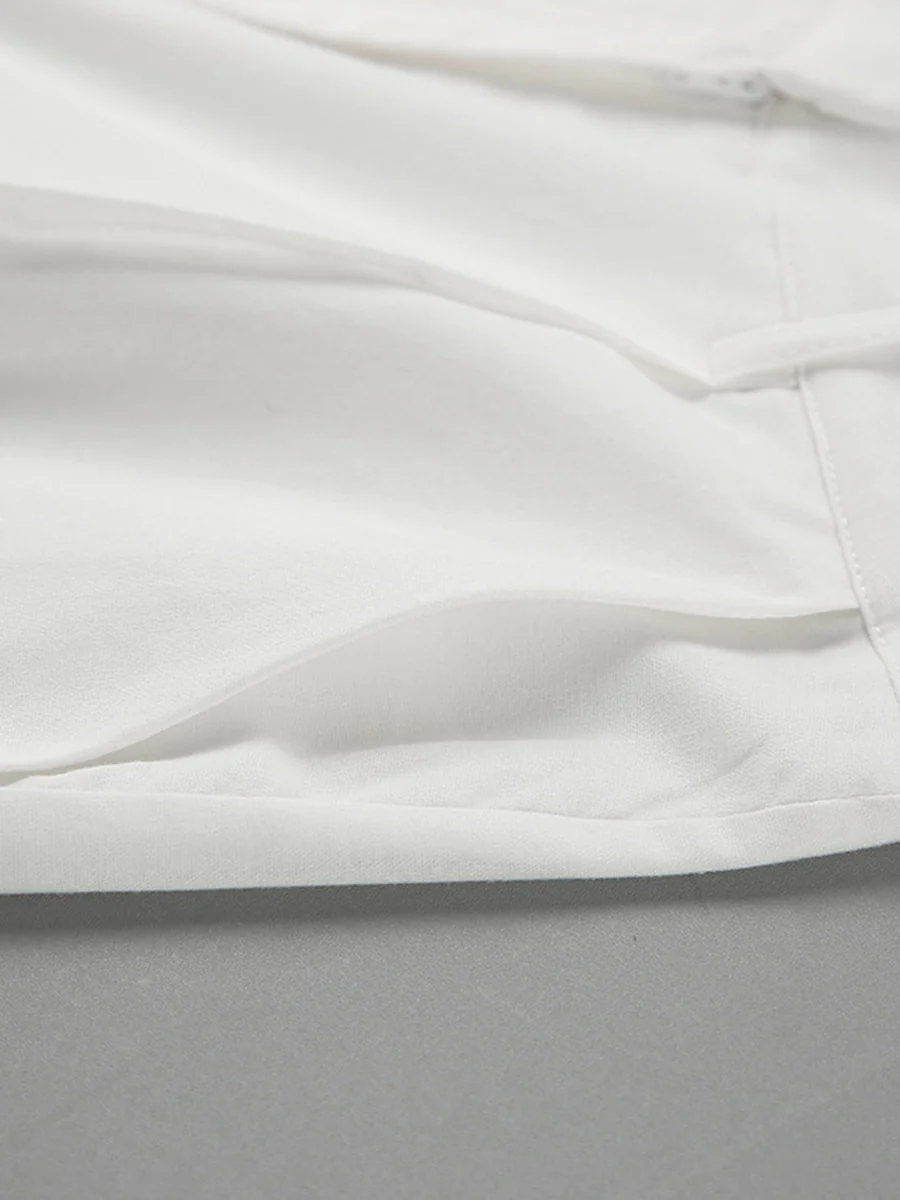 Elasticated Waist High Waisted Pleated Solid Color Split-Joint Pants - Image 12