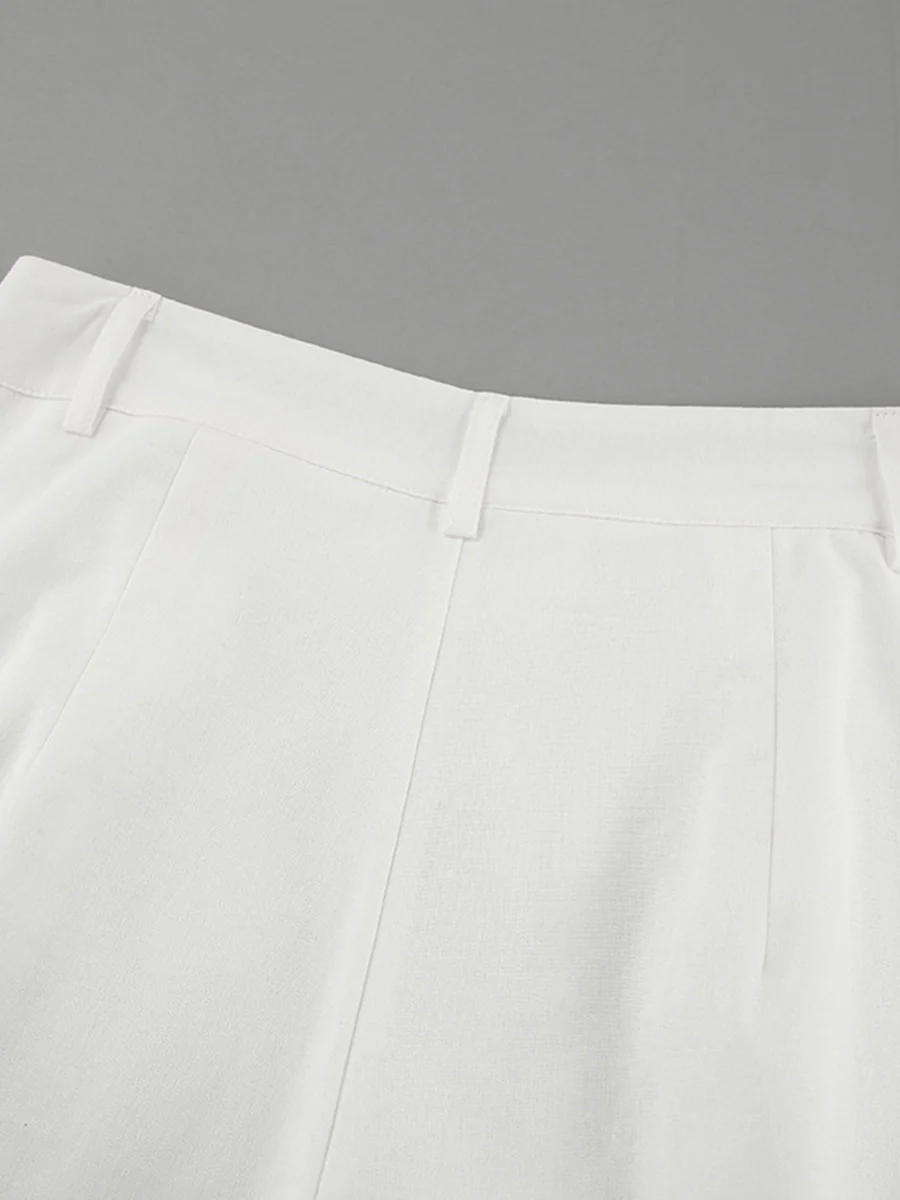 Elasticated Waist High Waisted Pleated Solid Color Split-Joint Pants - Image 15