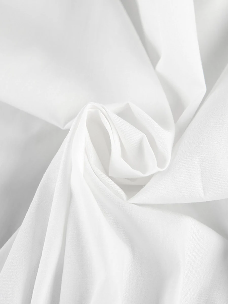 Elasticated Waist High Waisted Pleated Solid Color Split-Joint Tied Waist Round-Neck Blouses&Shirts Tops - Image 19
