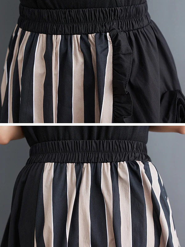 Elastics High Waisted Loose Flower-Embellished Split-Joint Skirts Bottoms - Image 8