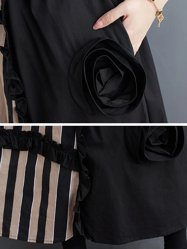 Elastics High Waisted Loose Flower-Embellished Split-Joint Skirts Bottoms - Image 9