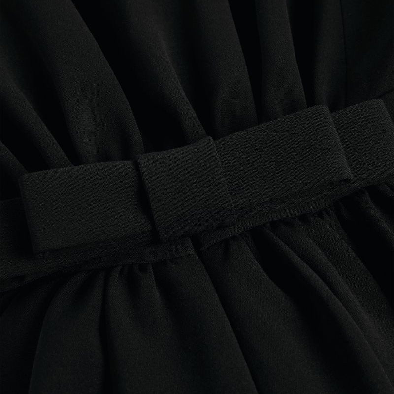 Elegant Simple Black And White Feather Long Sleeve Party Dress - Image 11